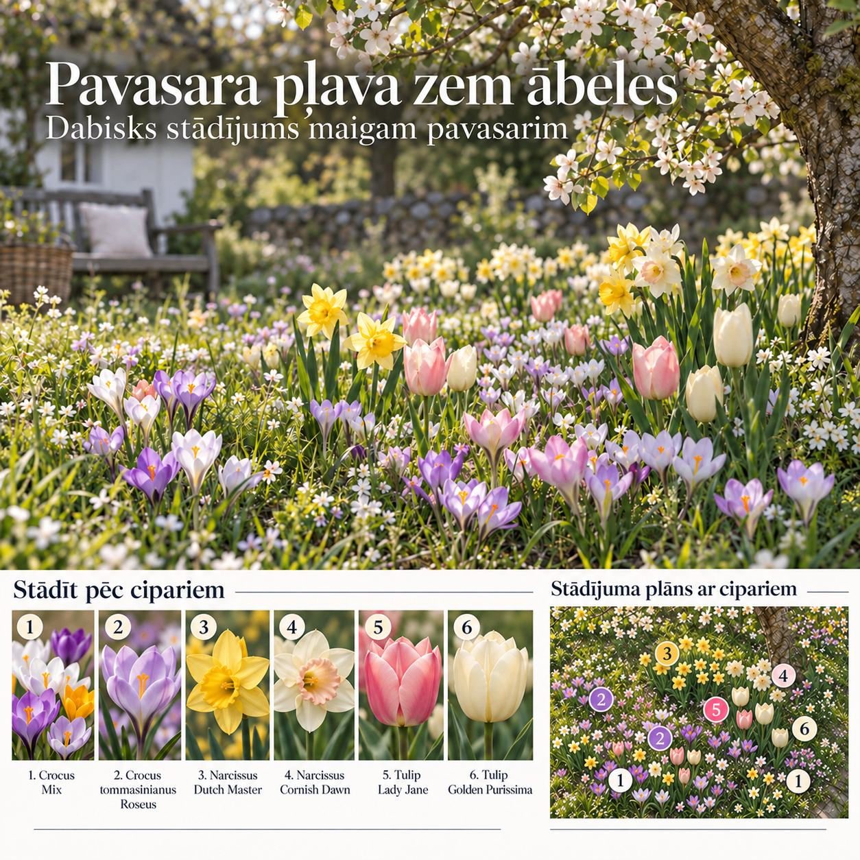 Pavasara pļava zem ābeles